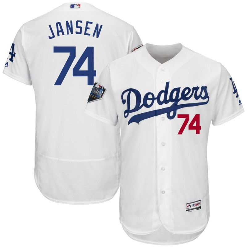 Men Los Angeles Dodgers 74 Jansen White Elite MLB Jersey